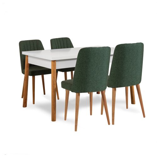 Woody Fashion Set stolova i stolica (5 komada), Atlantski bor Bijela boja zelena, Santiago 1070 - 1 AB slika 2