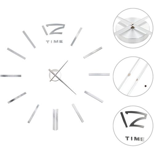3D zidni sat moderni dizajn 100 cm XXL srebrni slika 27