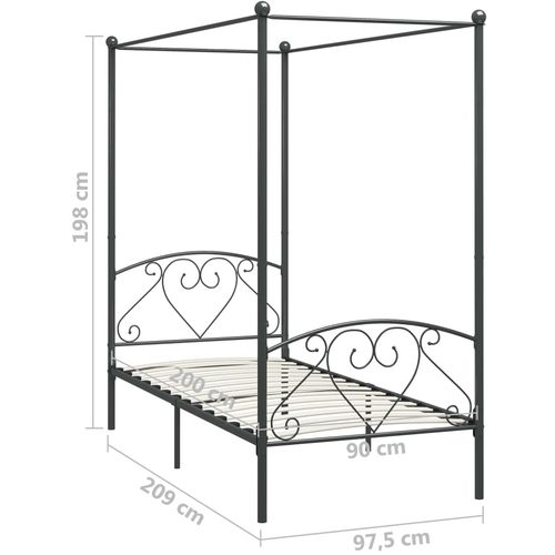 Okvir za krevet s nadstrešnicom sivi metalni 90 x 200 cm slika 10