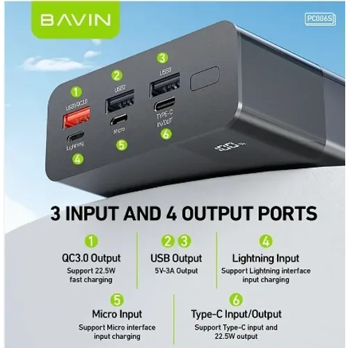 Bavin Power bank 30000mAh 22.5W QC3.0 bela slika 2