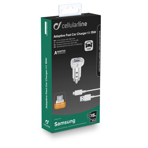 Cellularline auto punjač Samsung i kabel Micro USB 3A/15W slika 2