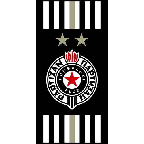STEFAN peškir za plažu Partizan - vertikalni grb i linije slika 1