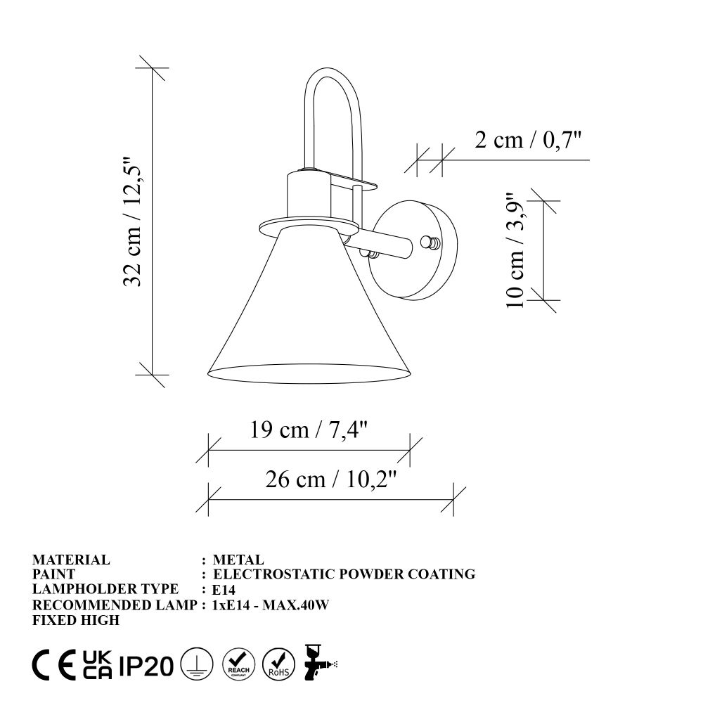 Zidna Lampa Arco - 15041, boje: Bijela slika 9