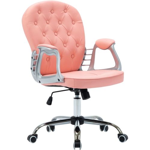 Okretna uredska stolica od umjetne kože ružičasta slika 22
