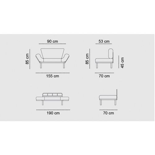 Atelier Del Sofa Nitta - Grey Grey 2-Seat Sofa-Bed slika 5