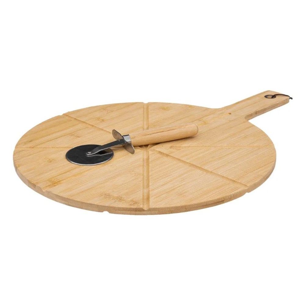 FIVE PIZZA SET REZAČ + OKRUGLA DASKA 37cm BAMBUS slika 1