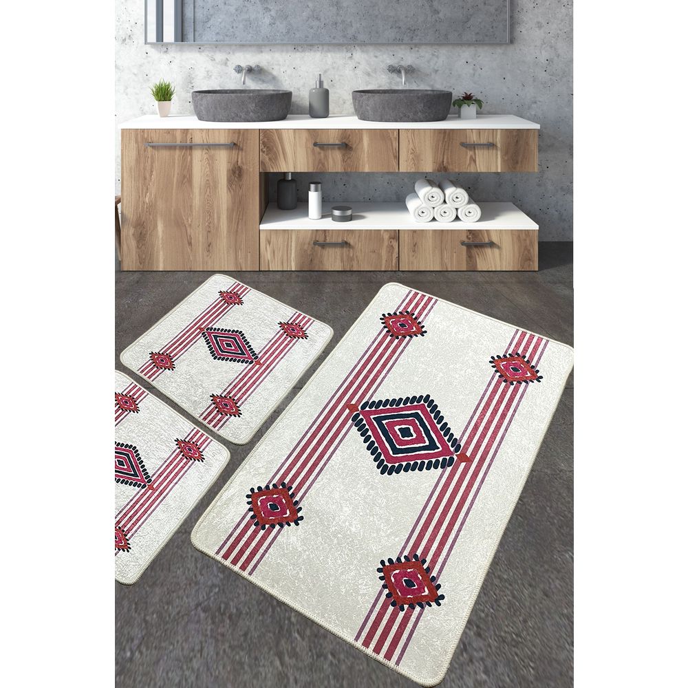 Set višebojnih prostirki za kupatilo Meore (3 komada) slika 1