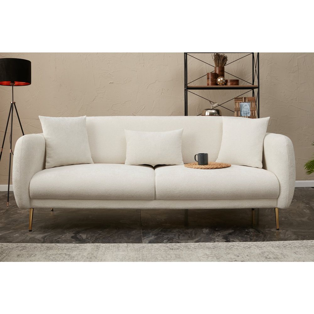 Simena - Krem Zlatni Sofa na Razvlačenje sa 3 Mjesta slika 1