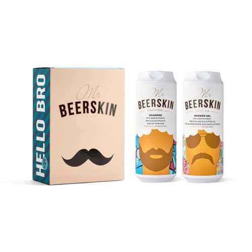 BEERSKIN HELLO BRO, Gift Set 2x440ml: 1xENERGIZING SHAMPOO & 1xCOOL UP SHOWER GEL slika 1