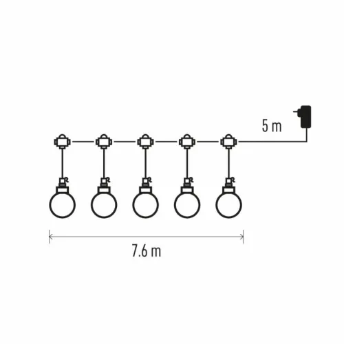 Dekorativni svetlosni lanac 7,6m 20 Party sijalica 6W WW IP44 Emos DCPW07 slika 3