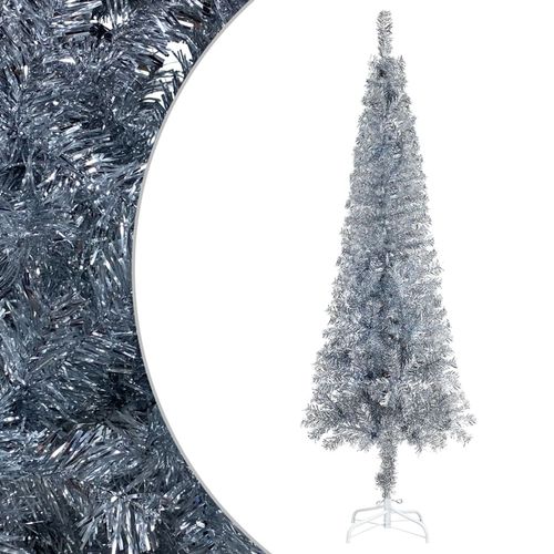Usko božićno drvce s LED svjetlima srebrno 180 cm slika 2