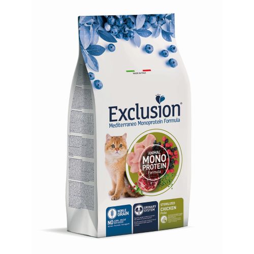 Exclusion Mediterraneo Monoprotein Formula, Sterilised, potpuna hrana za odrasle sterilizirane mačke, piletina, 1,5 kg slika 1