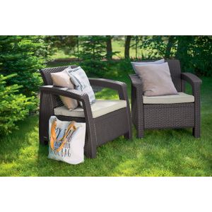 Keter set fotelja (x2) CORFU, smeđa boja, 75 x 70 x 79 cm