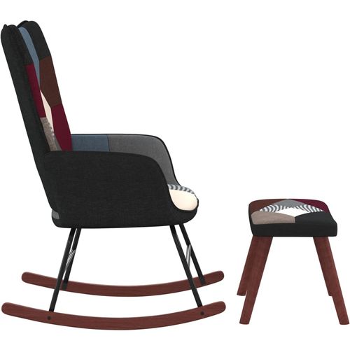 Stolica za ljuljanje s osloncem za noge patchwork od tkanine slika 3