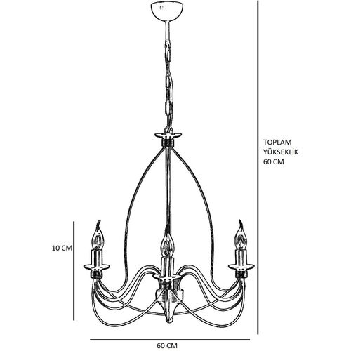 Berfin 3 Lü Eskitme Rustik Multicolor Chandelier slika 5