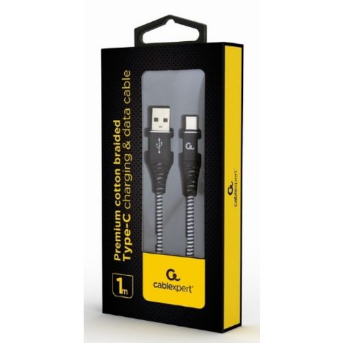 CC-USB2B-AMCM-1M-BW Gembird Premium cotton braided Type-C USB charging - data cable,1 m,black/white slika 2