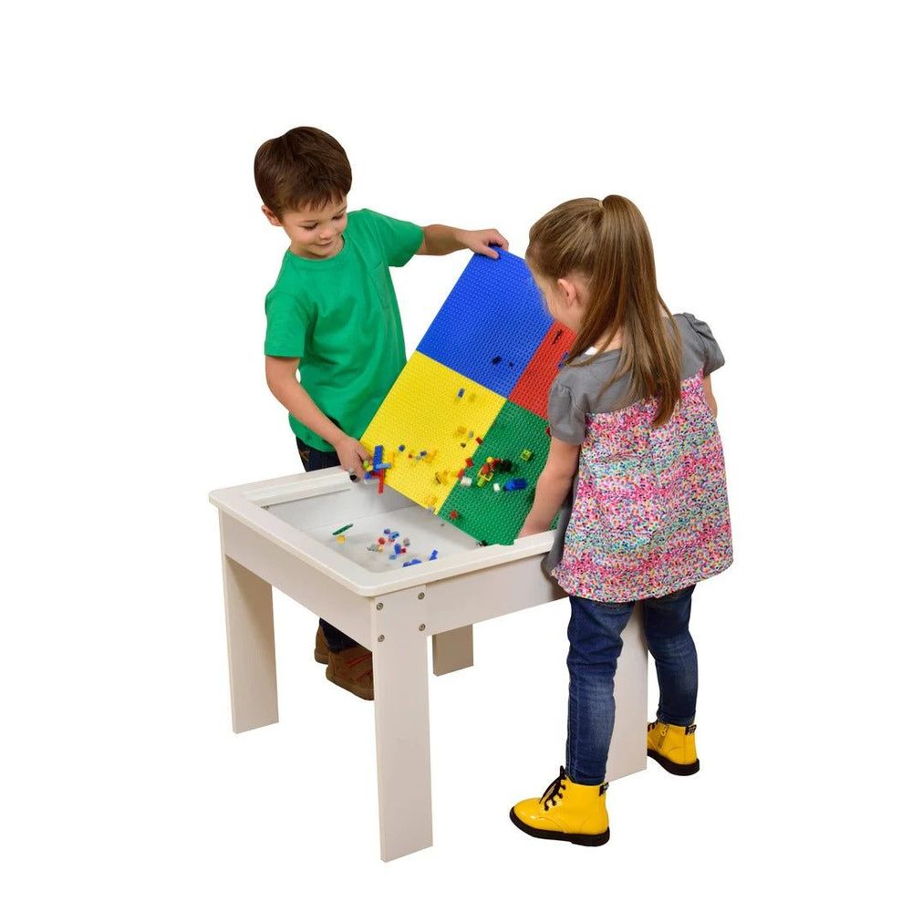 Kinder Home Drveni dvostrani dječiji sto sa dvije stolice, Bijeli/Sivi slika 8