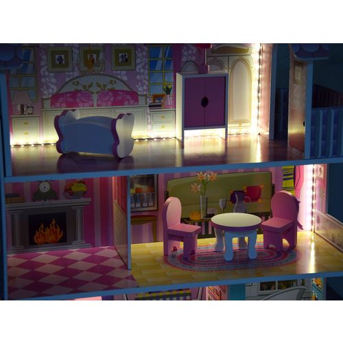 Drvena kuća za lutke sa svjetlosnim efektima slika 6