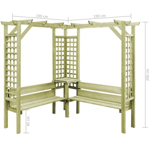 Kutna pergola s klupom od impregnirane borovine slika 8