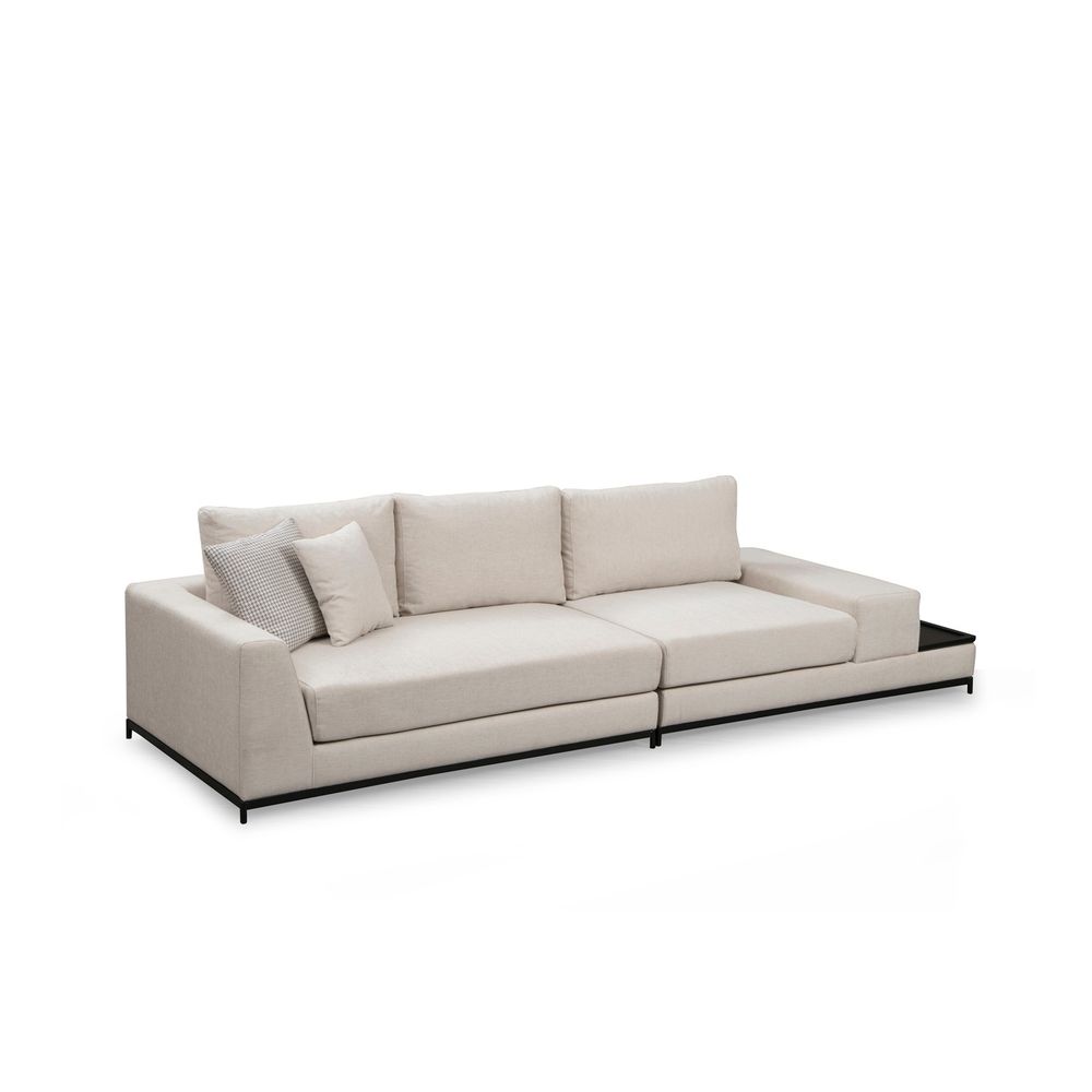 Sofa sa Bočnim Stolom - Bež, 4-Sjedala slika 7