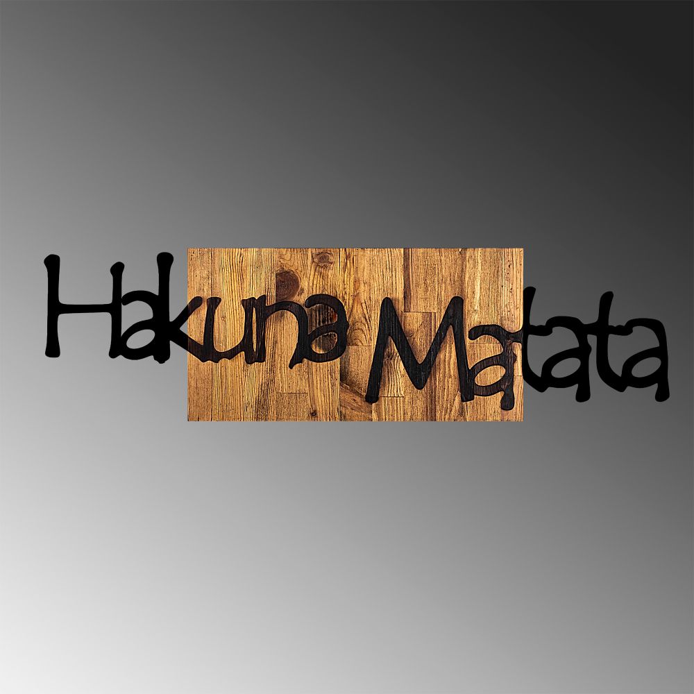 Hakuna Matata 4 Black Light Walnut Dekorativni Drveni Zidni Ukras slika 5