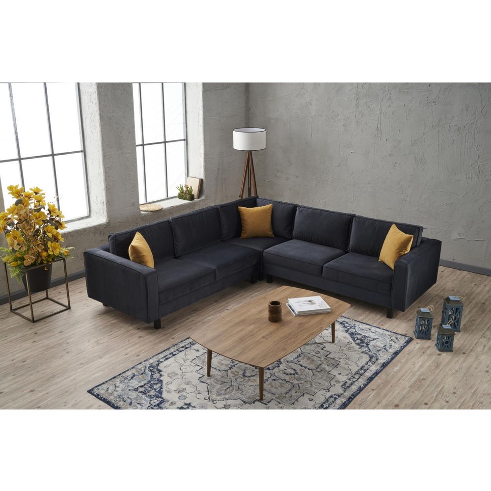 Kale Velvet - Ugao Sofa u Antracit Boji slika 1