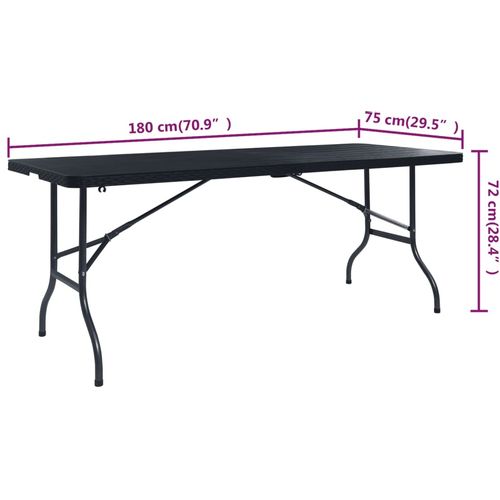 Sklopivi vrtni stol crni 180 x 75 x 72 cm HDPE imitacija ratana slika 21