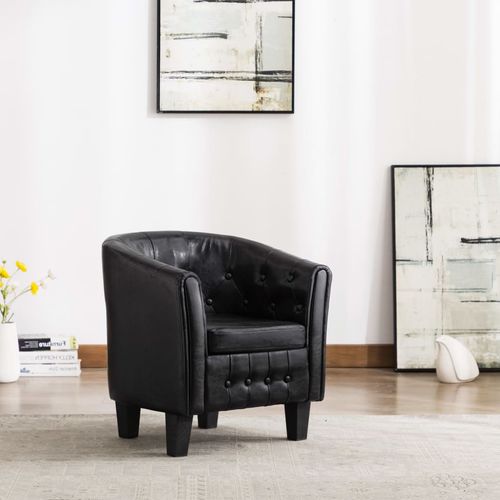 Fotelja od umjetne kože crna slika 1
