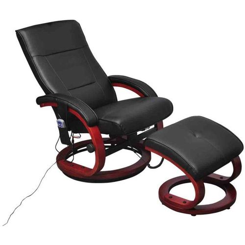 Masažna stolica s osloncem od umjetne kože crna slika 2