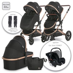 LORELLI BOSTON Black Kolica 2u1: Košara + Zimska Navlaka + Putna Torba (0mj+) - (do 15kg/96cm)