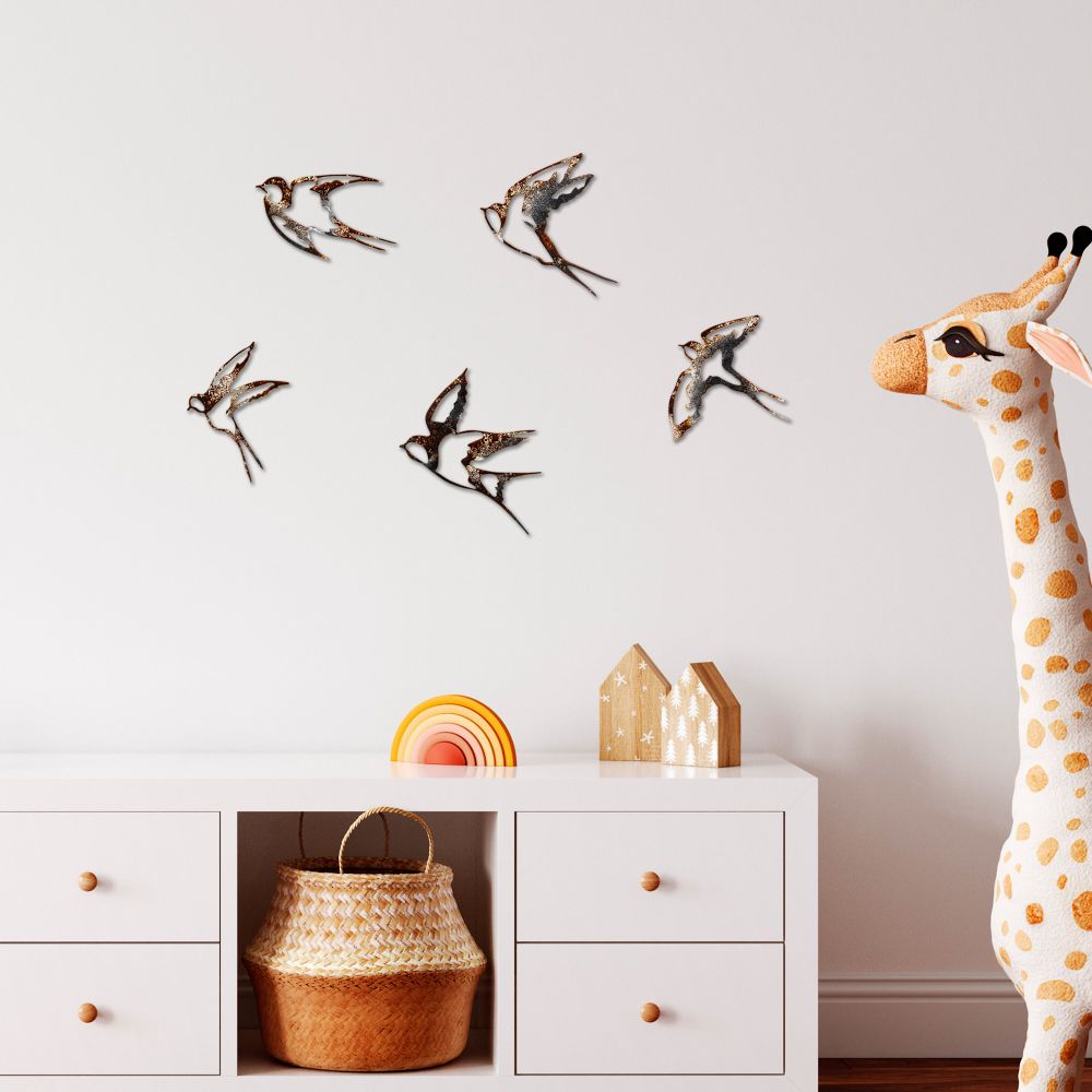 Dekorativni Metalni Zidni Ukras 'Birds-2' u Više Boja slika 3
