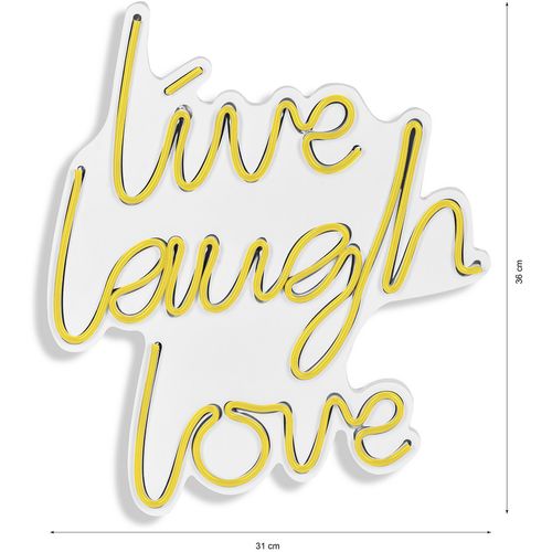 Wallity Ukrasna plastična LED rasvjeta, Live Laugh Love - Yellow slika 8