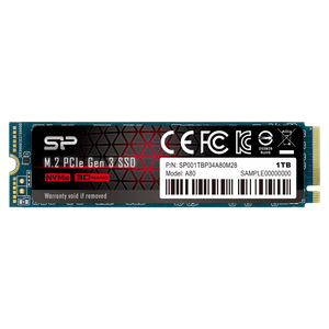 Silicon Power SP001TBP34A80M28 M.2 NVMe 1TB SSD, A80, PCIe Gen3x4, Read up to 3,400 MB/s, Write up to 3,000 MB/s, 2280