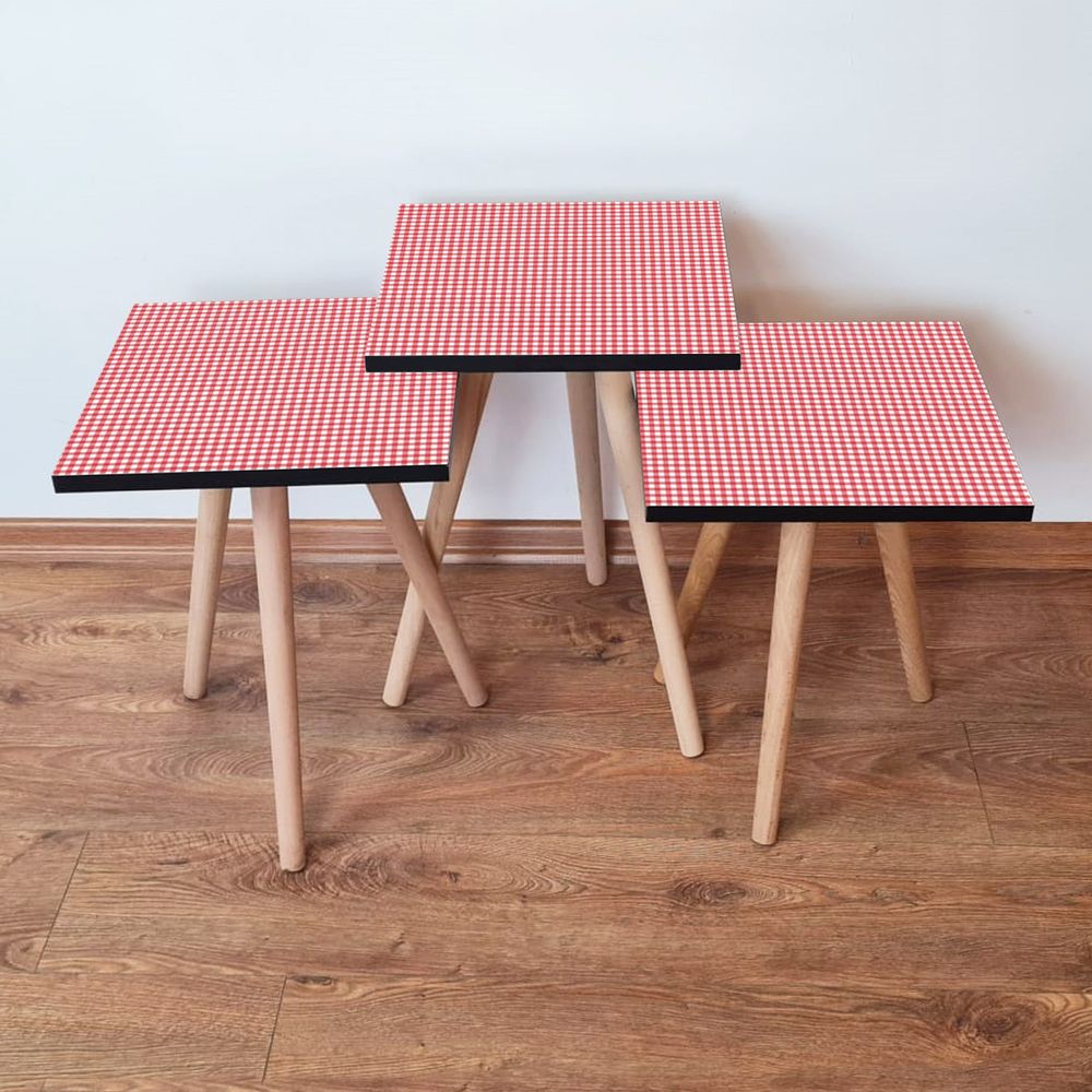 Nesting Table 3Shp241 - Set od 3 Stola u Crvenoj i Bijeloj Boji slika 1