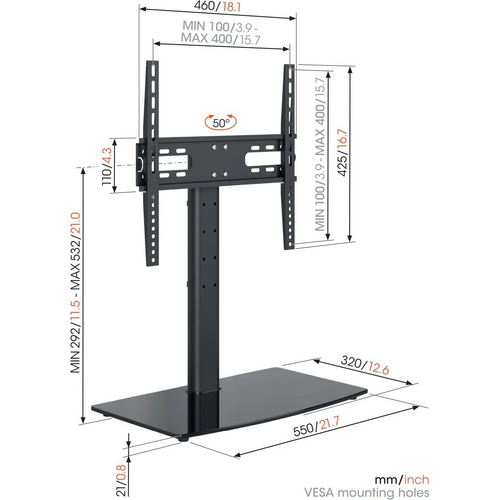 Vogels MS3085, stolni nosač za ekrane od 32-65", pomak 50°, podesiva visina slika 3