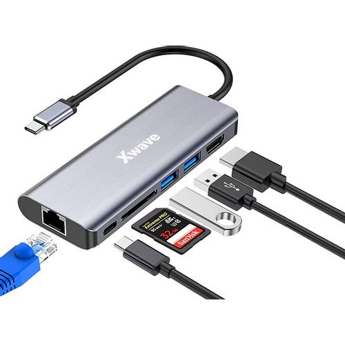 Xwave TIP-C na HDMI/USB3.0/SD/RJ-45/TIP-C/ 6in1 adapter slika 1
