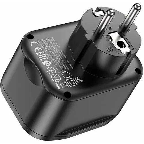 HOCO zidni punjač / adapter Type C PD 20W + 2x USB QC3.0 3A + EU utičnica - crni. slika 2