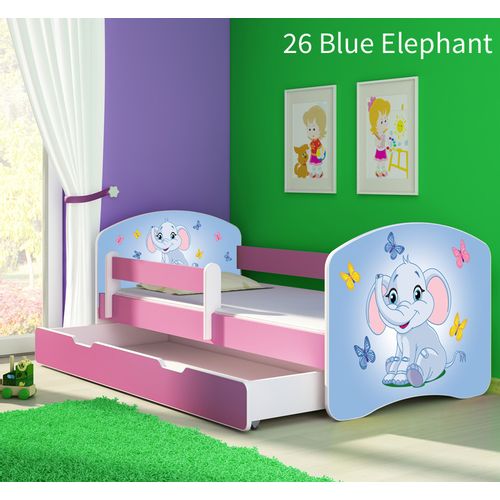 Dječji krevet ACMA s motivom, bočna roza + ladica 180x80 cm 26-blue-elephant slika 1