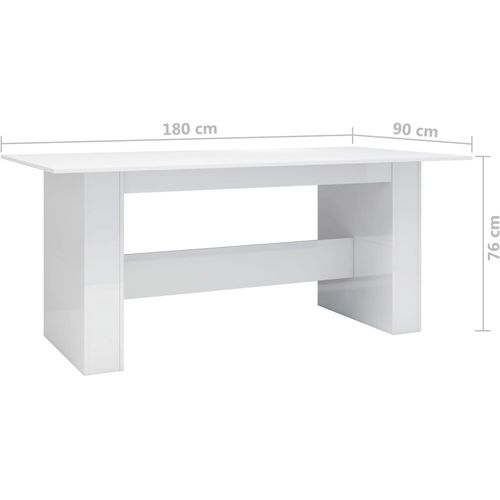 Blagovaonski stol visoki sjaj bijeli 180 x 90 x 76 cm iverica slika 22