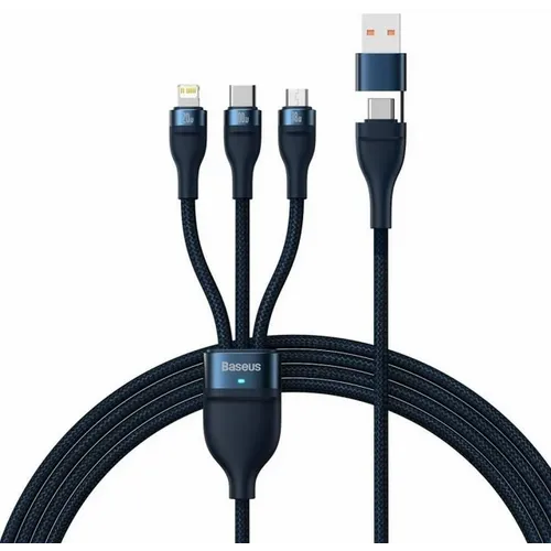 BASEUS USB kabel 3u1 Flash Series II USB A to Micro + Lightning 8-pin + Type C 100W 1.2m plavi slika 1
