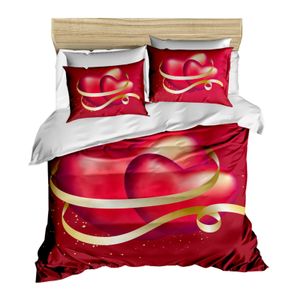 Set posteljine za bračni krevet u crveno-bijelo-zlatnoj boji