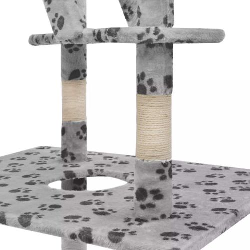 Penjalica za mačke sa stupovima za grebanje od sisala 230 - 260 cm siva s uzorkom šapa slika 6