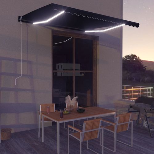 Tenda na ručno uvlačenje s LED svjetlima 400 x 300 cm antracit slika 37