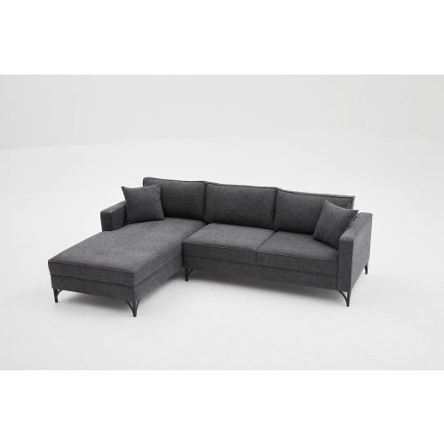 Atelier Del Sofa Kutna garnitura, Antracit Crno, Berlin Left - Anthracite, Black slika 8