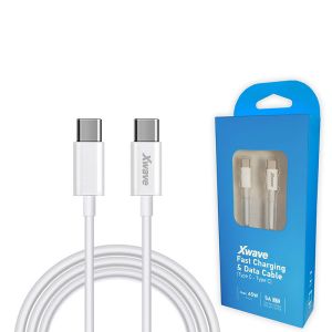 Xwave Kabl USB Tip-C muški na Tip-C muški 1M 5A 5Gbps,65W punjenje,bakar,beli