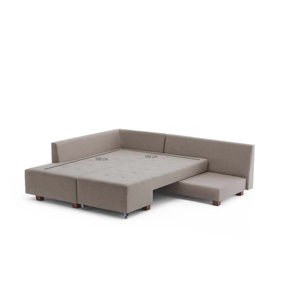 Ugaona Sofa na Razvlačenje Manama - Krem Boja, Lijevi Kut slika 8