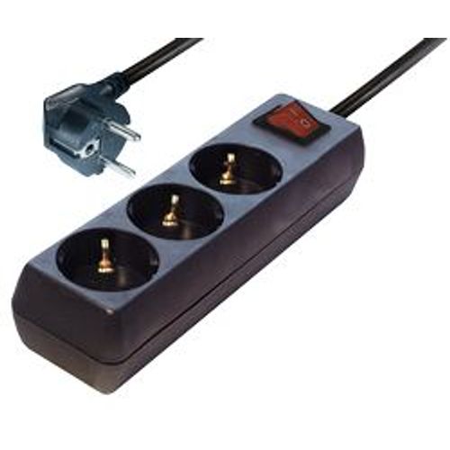 Transmedia 3-way Schuko power strip black slika 1