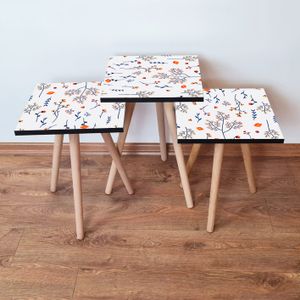 Nesting stolovi 3Shp172 - Set od 3 komada - boje: bijela, mornarsko plava, narandžasta