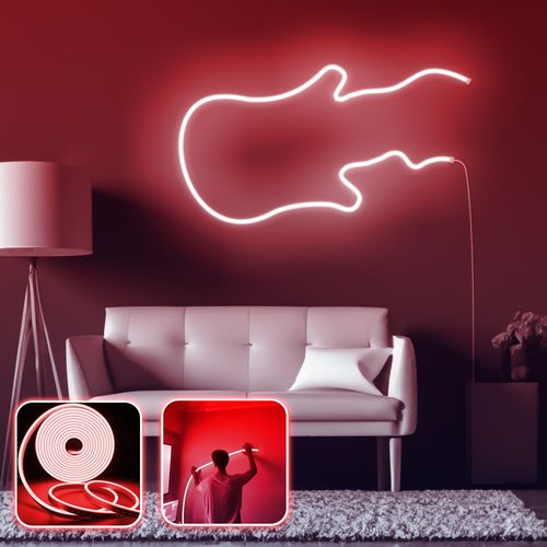Guitar - Medium - Red Red Decorative Wall Led Lighting slika 1