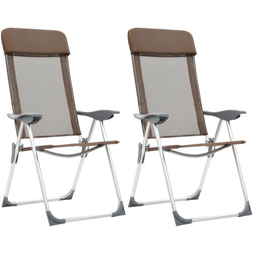 Sklopive stolice za kampiranje 2 kom smeđe aluminijske slika 1